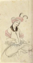 A Persian Youth, Holding a Wine-Cup with the Other Hand on the Hilt of His Sword, After an Early 17th Century Original from Isfahan